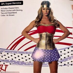 Red white and blue super hero Wonder Woman halloween costume